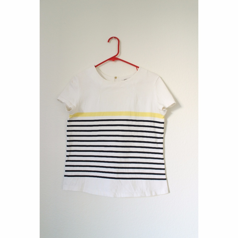 MNG Suit White Blue Yellow Stripped  Shirt Size S